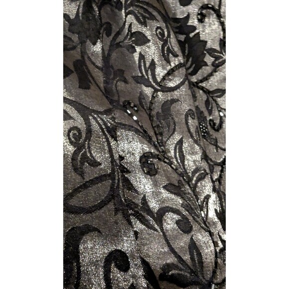 Maggy London Sz 6 Mother of the bride/groom Silver Jaquard Peplum Dress Formal - Picture 2 of 5